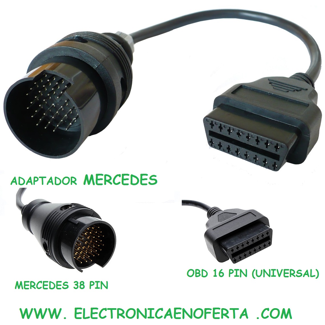 Adaptador MERCEDES benz OBD Conector redondo 38 Pin vehiculos antiguos con esta conexión a cualquier útil de diagnosis