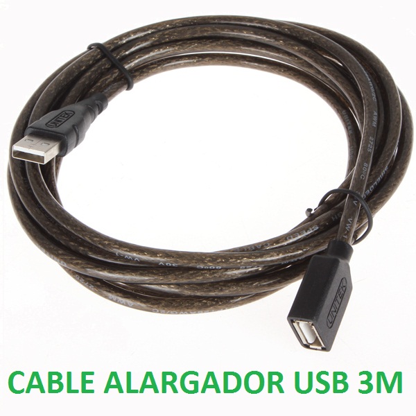 CABLE ALARGADOR USB 3 METROS MACHO - HEMBRA 480 Mbps máxima calidad, no pierde la señal, doble capa protectora contra interferencias externas 