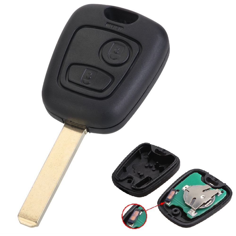Para PEUGEOT 206/307 Llave de coche con control remoto inteligente de 2  botones con chip